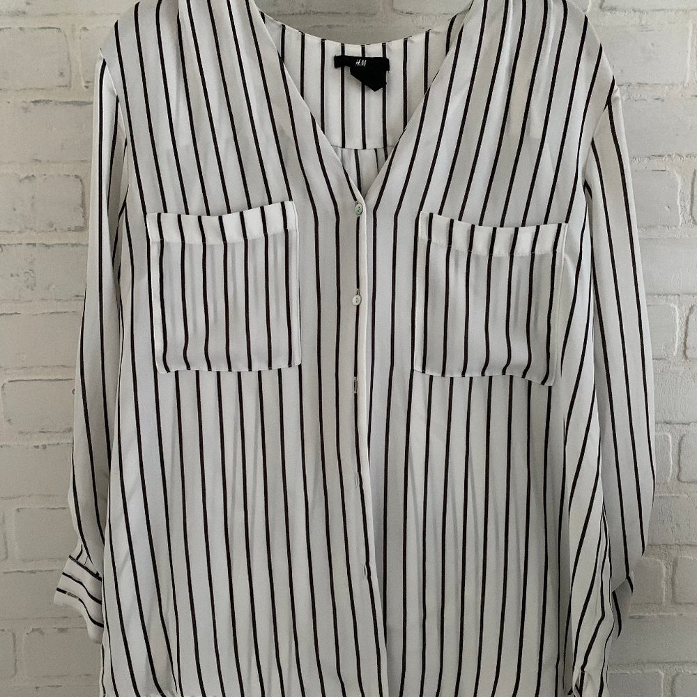 Black and White Striped Blouse